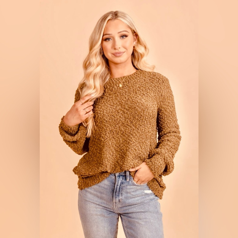 Listacle Cozy Popcorn Sweater Medium Fall Top Long Sleeve Soft Pullover M